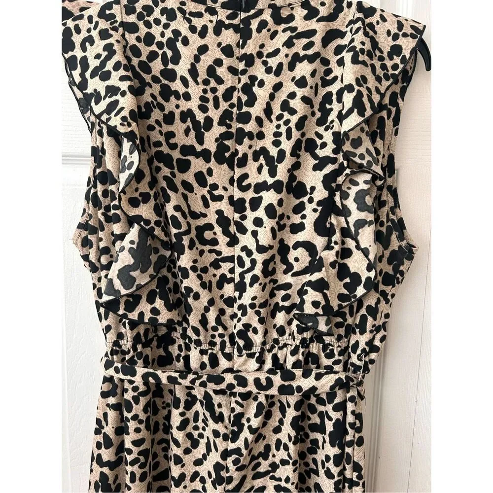 Boohoo Leopard Ruffled Wide Leg Jumpsuit Plus Size 22 - Picture 11 of 13